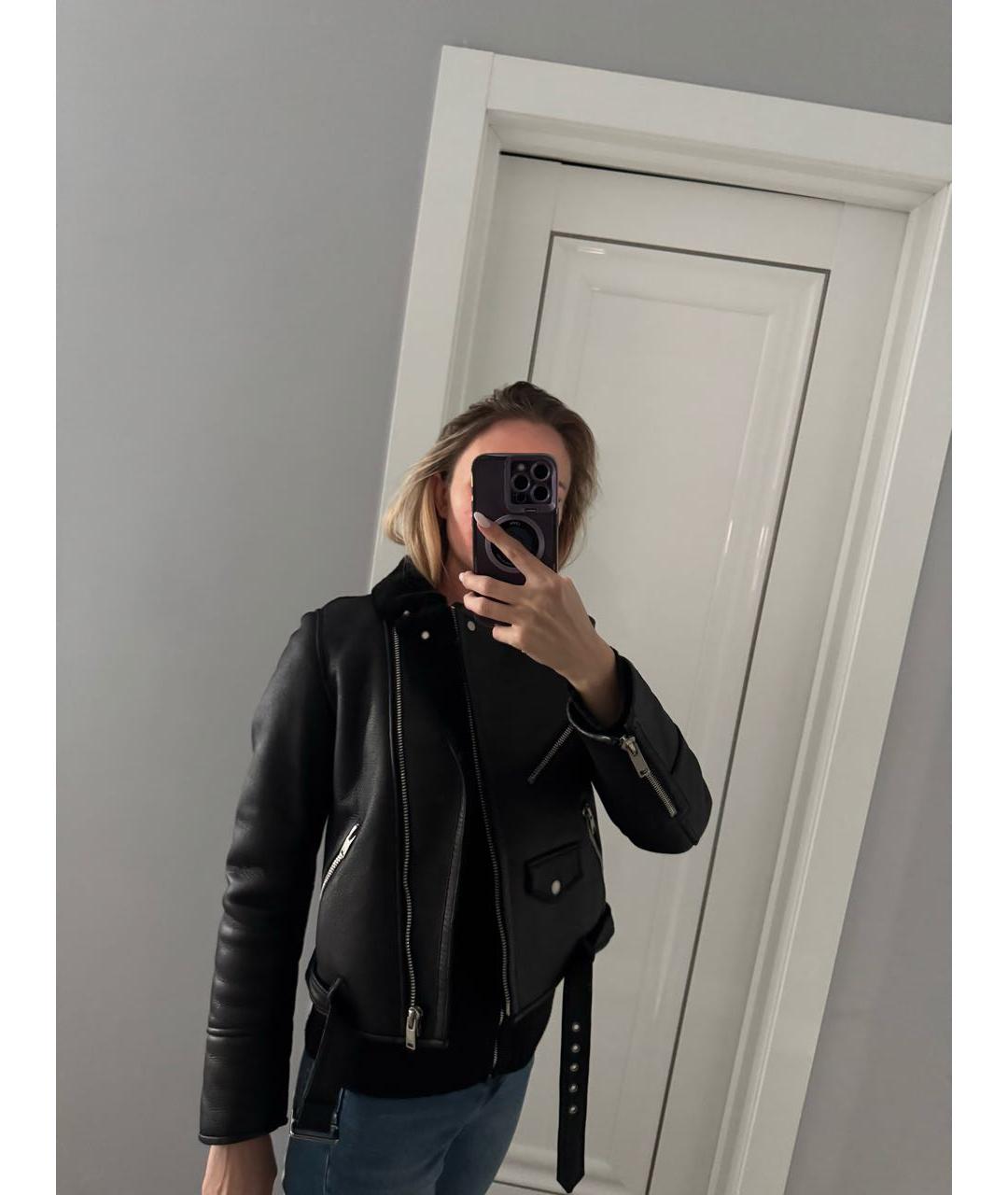 SAINT LAURENT Черная кожаная дубленка, фото 7