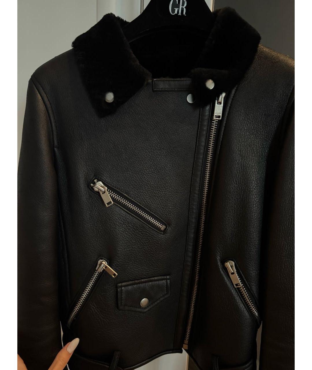 SAINT LAURENT Черная кожаная дубленка, фото 4