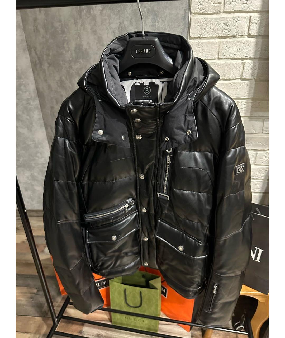 BOGNER Черный кожаный пуховик, фото 2