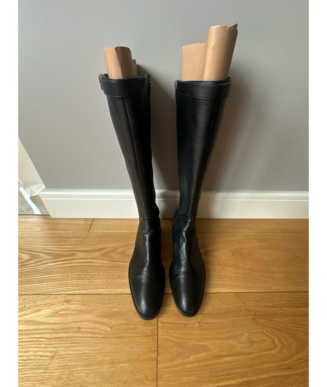 SERGIO ROSSI Черные кожаные сапоги, фото 3