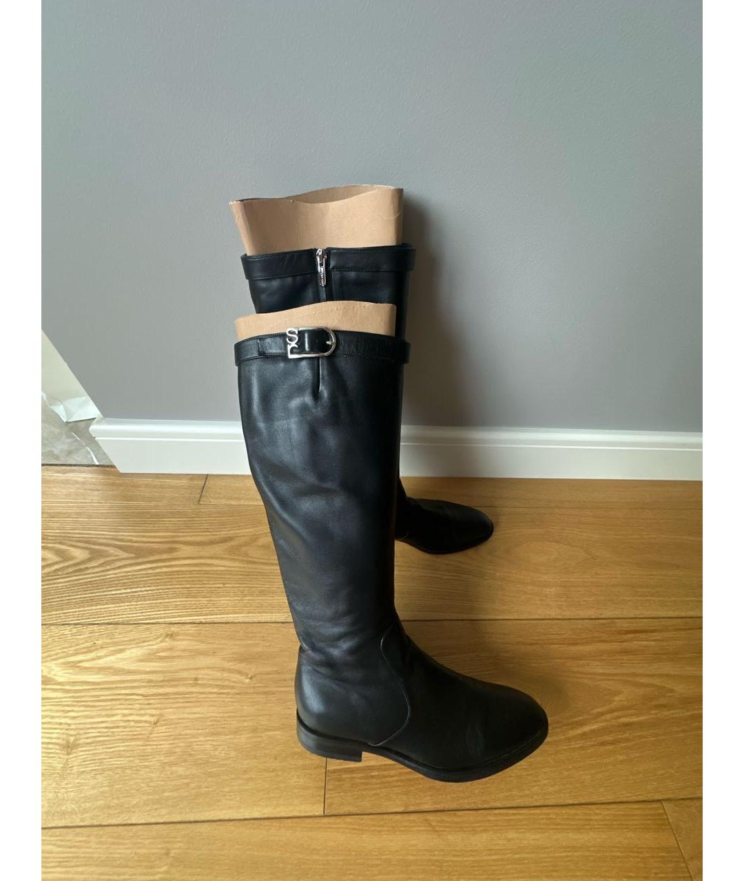 SERGIO ROSSI Черные кожаные сапоги, фото 5