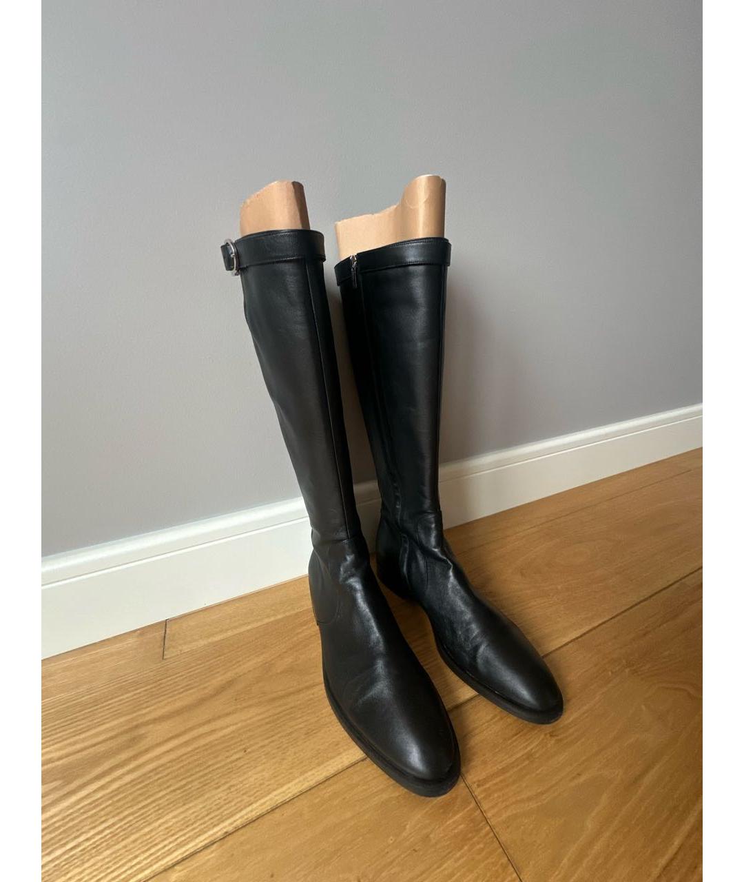 SERGIO ROSSI Черные кожаные сапоги, фото 2