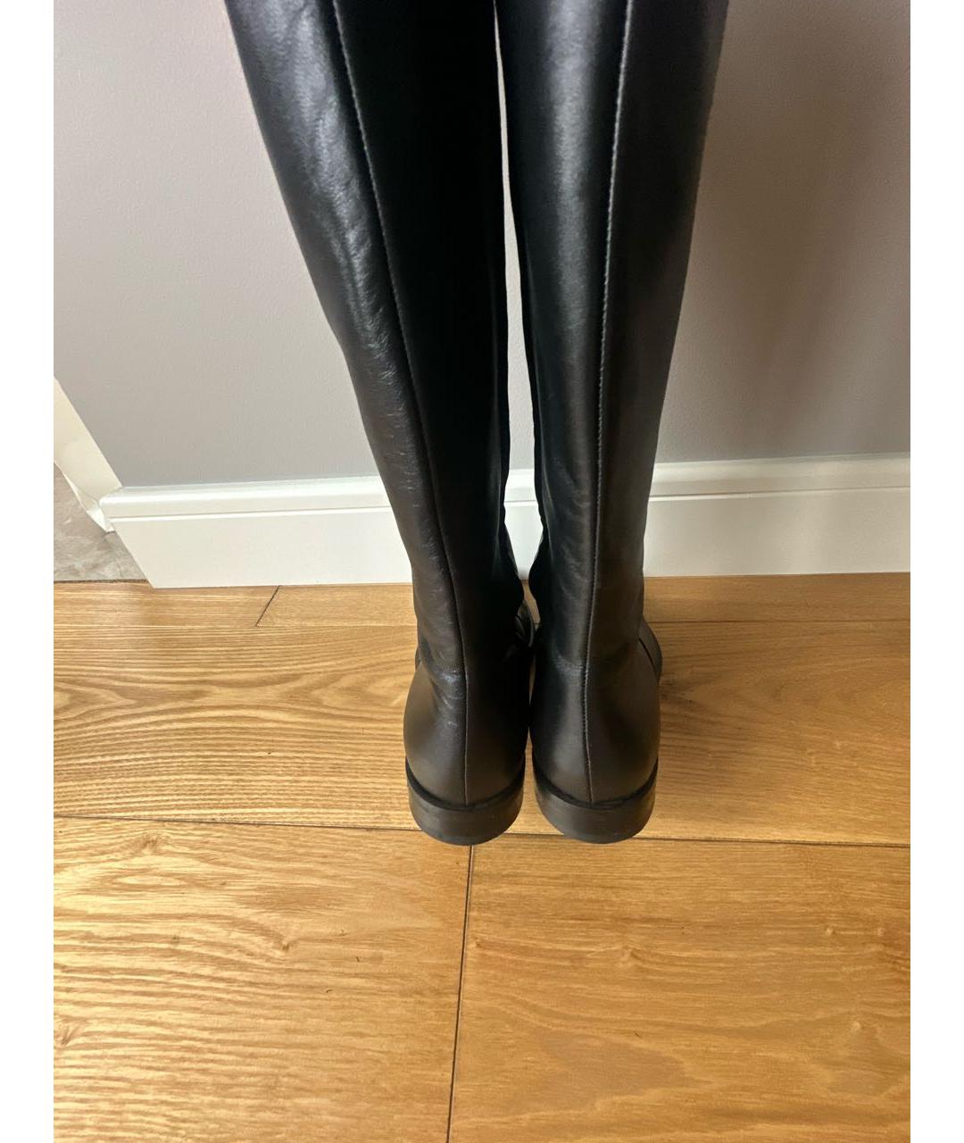 SERGIO ROSSI Черные кожаные сапоги, фото 4