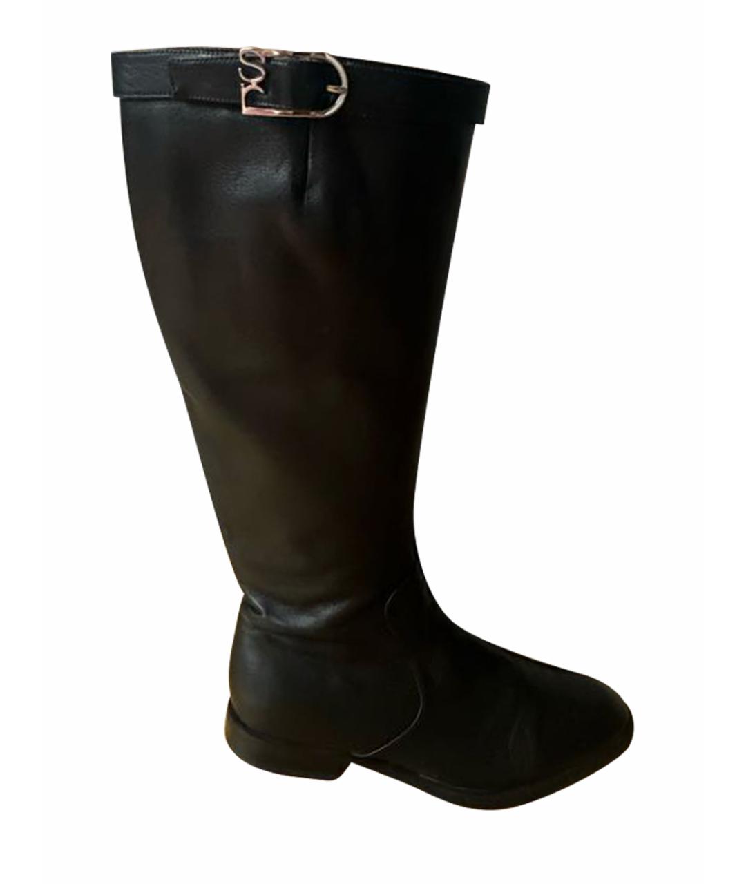 SERGIO ROSSI Черные кожаные сапоги, фото 1