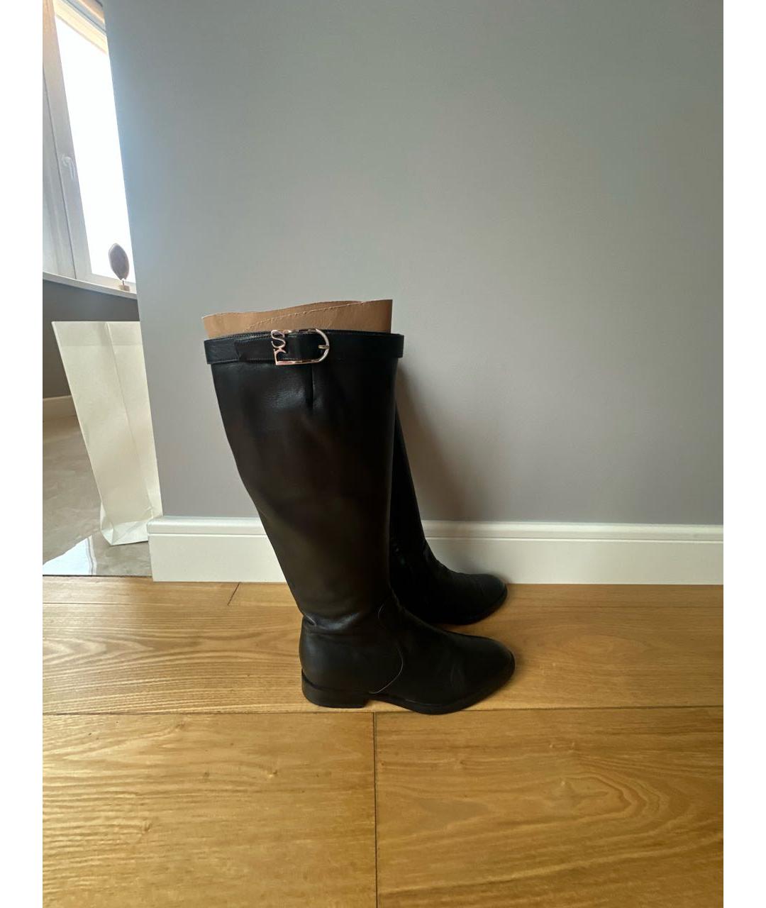 SERGIO ROSSI Черные кожаные сапоги, фото 9