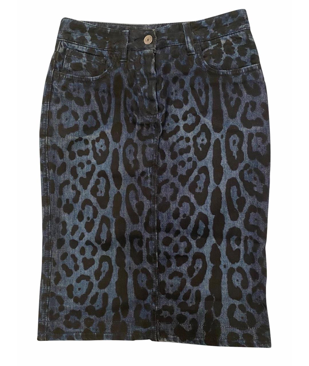 DOLCE&GABBANA Синяя деним юбка мини, фото 1