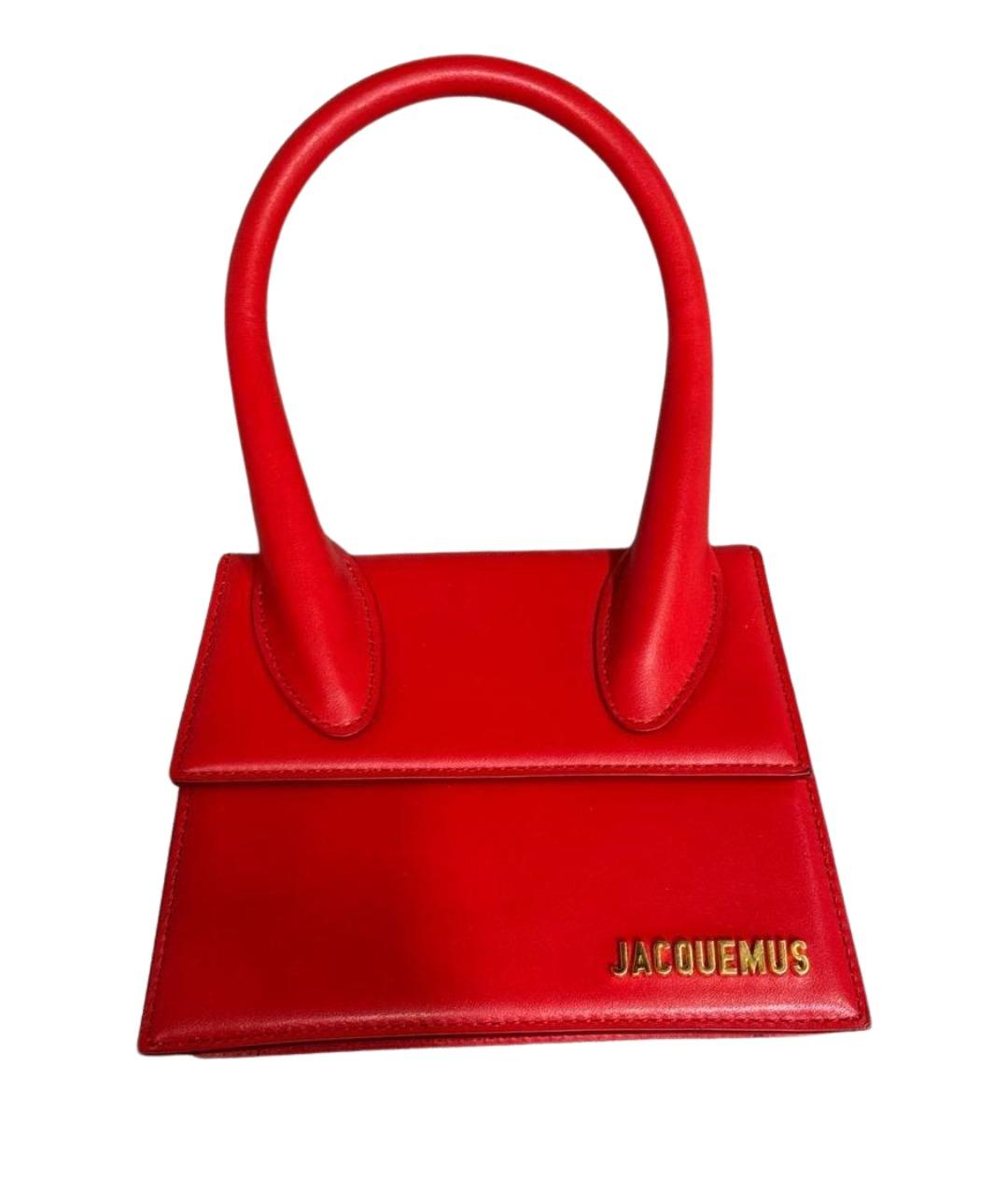 JACQUEMUS Красная кожаная сумка с короткими ручками, фото 1