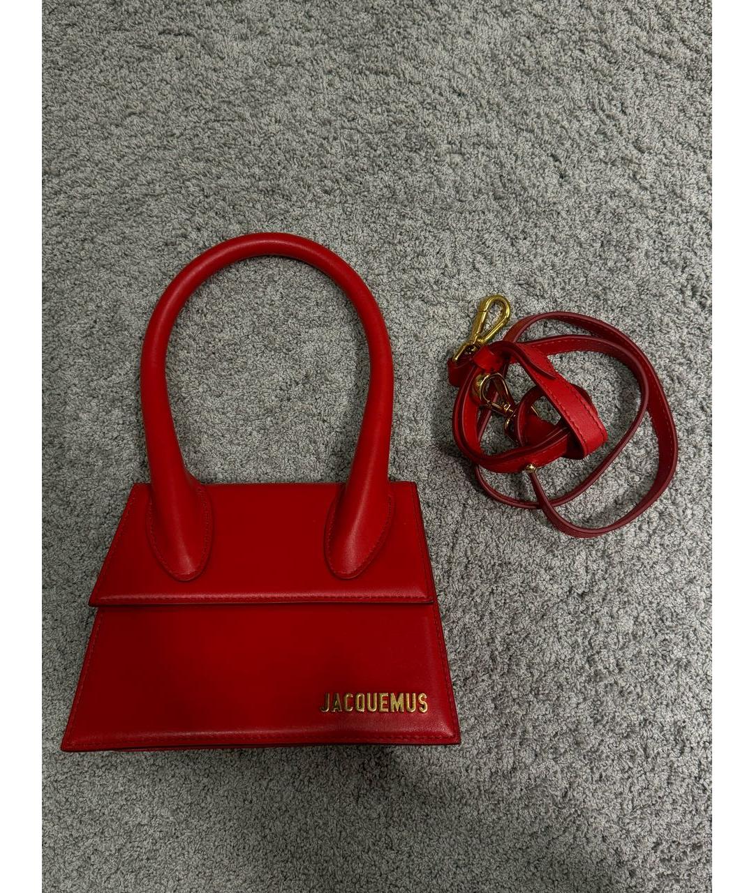 JACQUEMUS Красная кожаная сумка с короткими ручками, фото 5