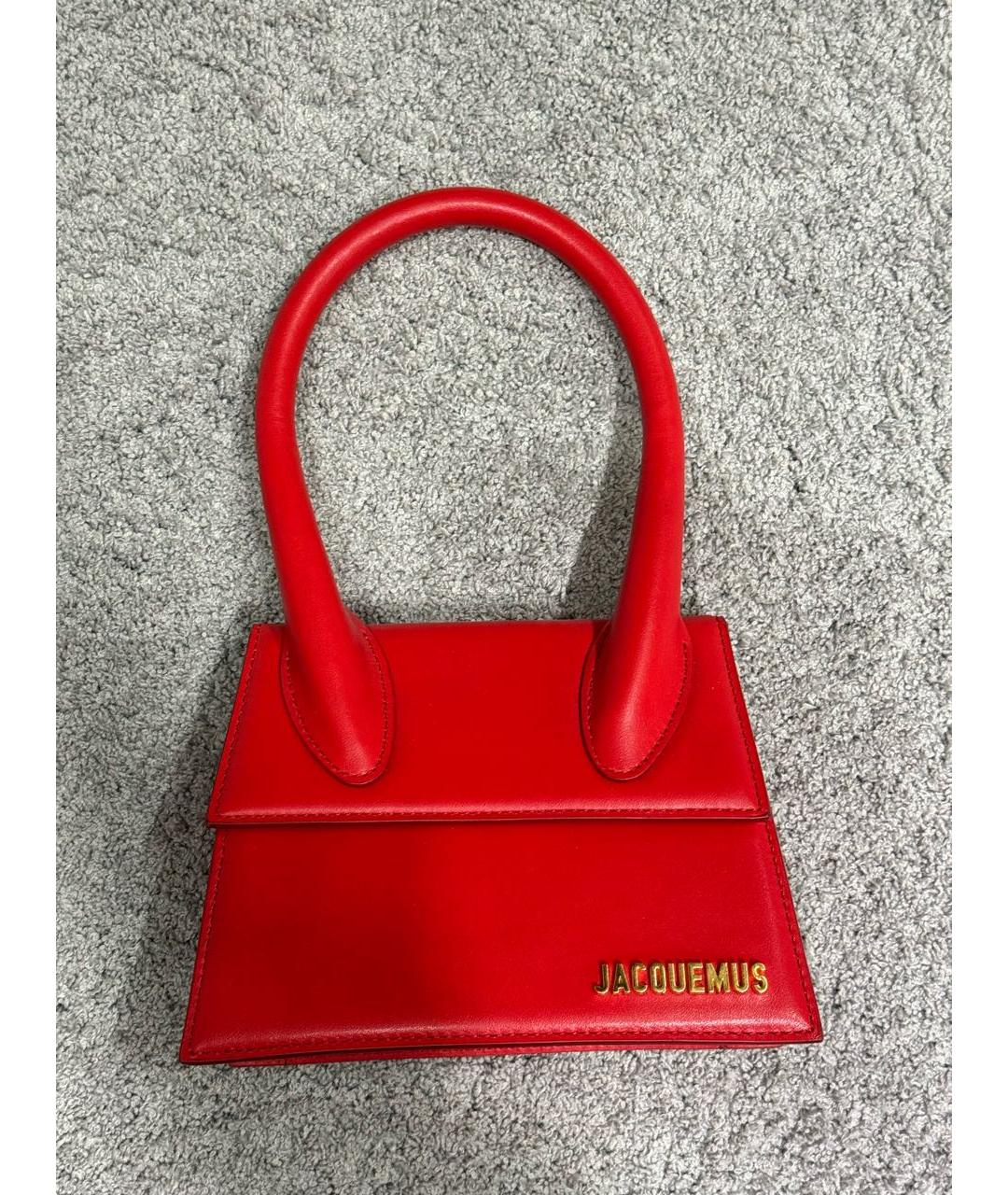 JACQUEMUS Красная кожаная сумка с короткими ручками, фото 6