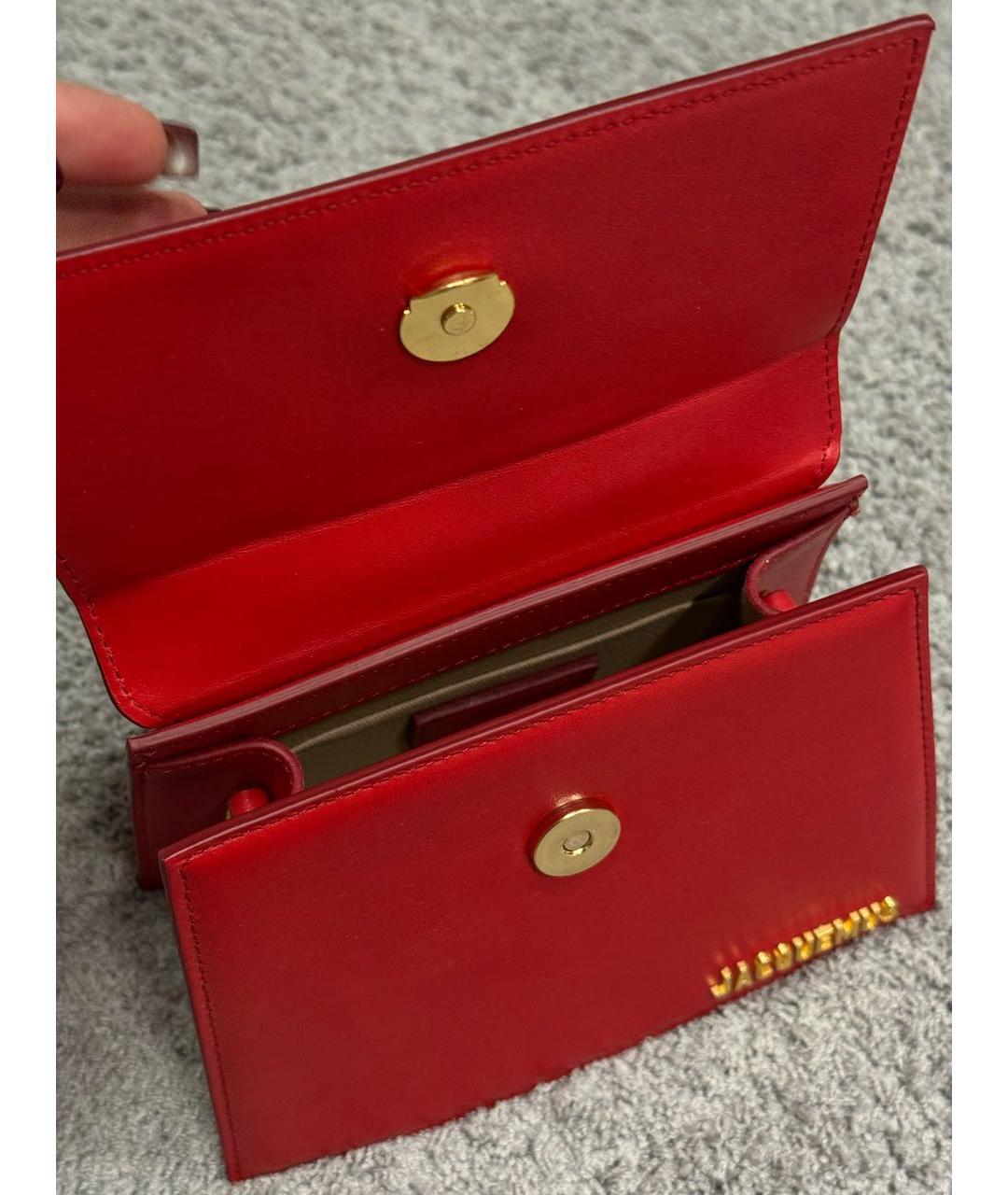 JACQUEMUS Красная кожаная сумка с короткими ручками, фото 3