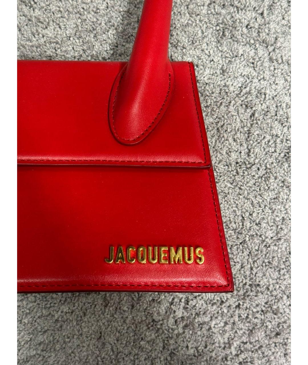 JACQUEMUS Красная кожаная сумка с короткими ручками, фото 4