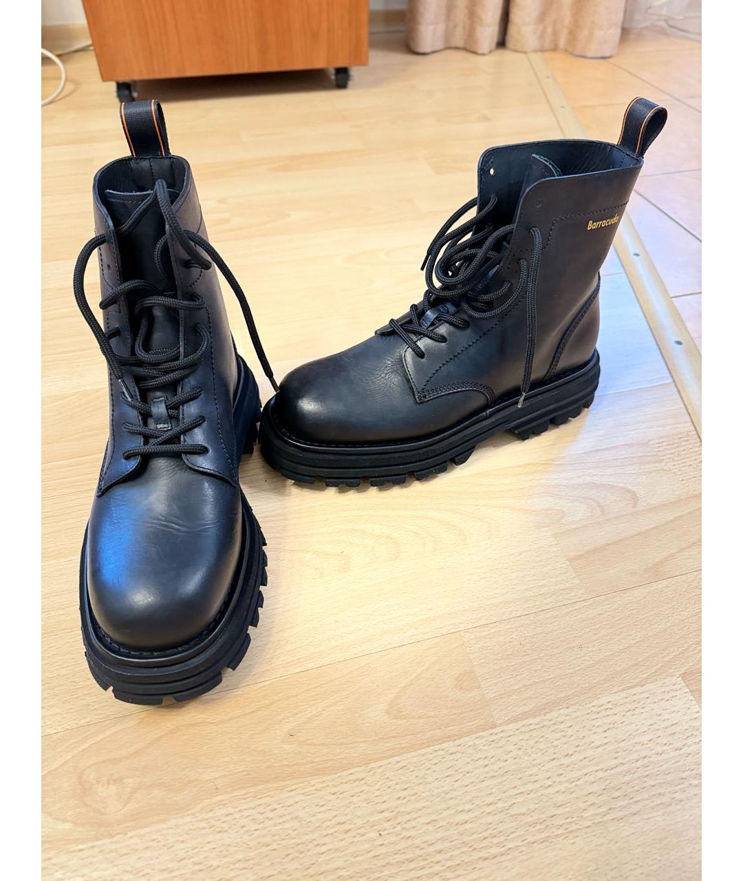 BARRACUDA Черные кожаные высокие ботинки, фото 5
