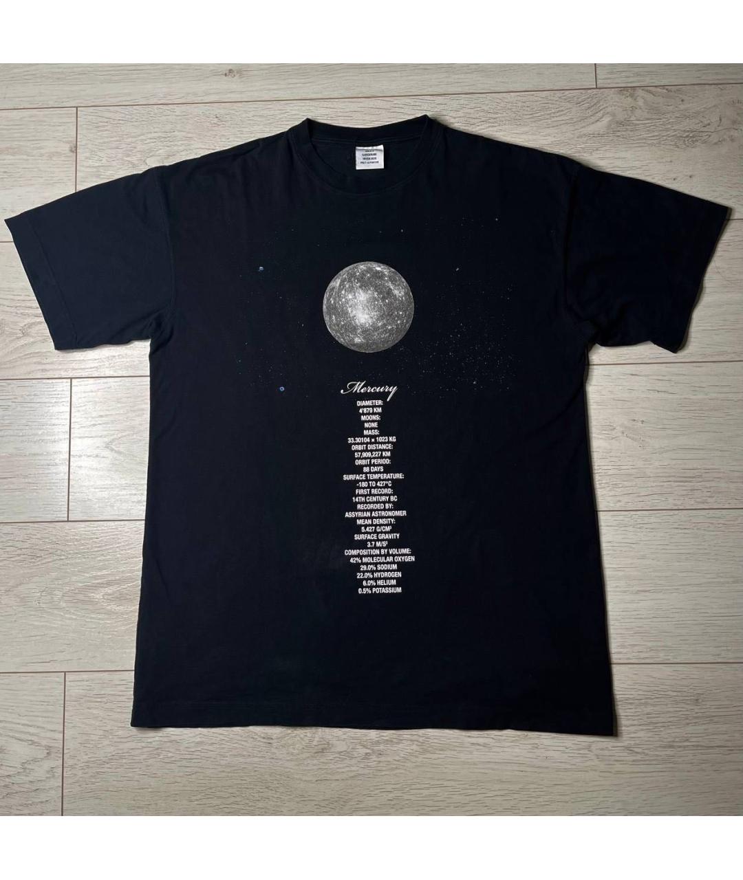 VETEMENTS Черная хлопковая футболка, фото 2