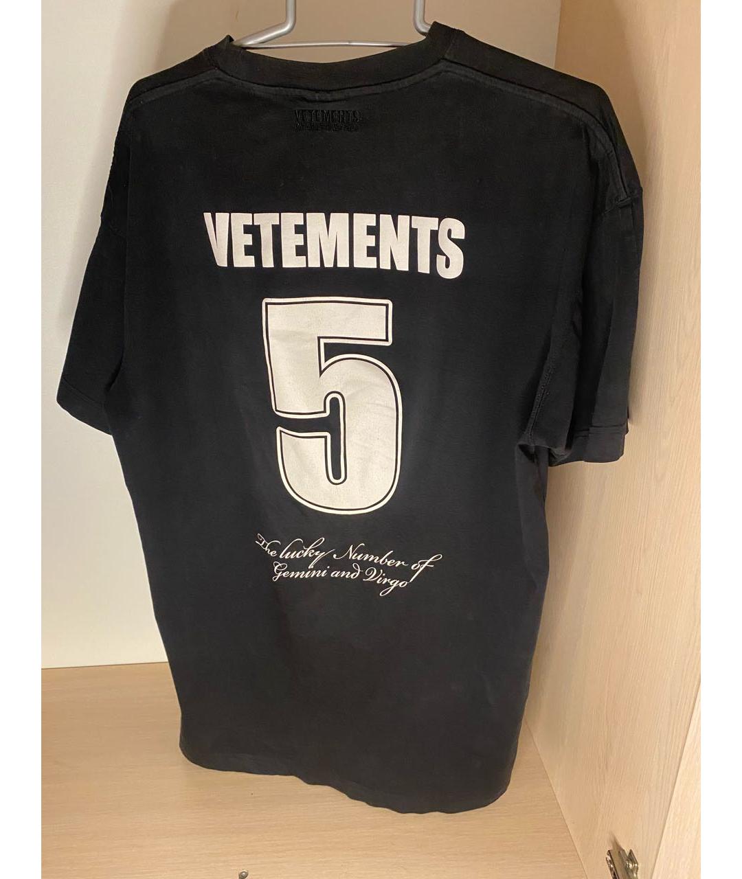 VETEMENTS Черная хлопковая футболка, фото 2