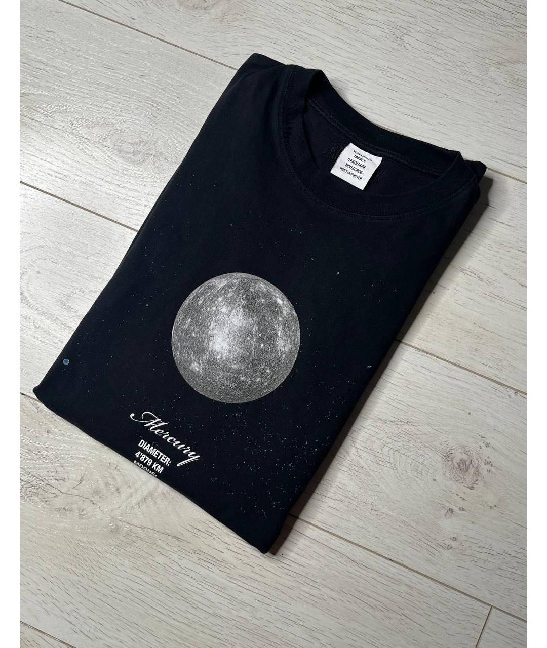 VETEMENTS Черная хлопковая футболка, фото 3