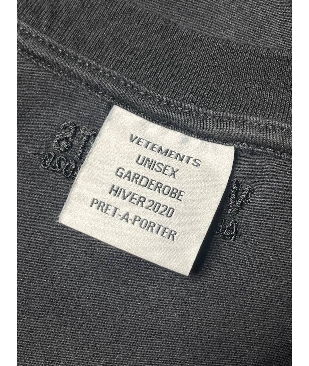 VETEMENTS Черная хлопковая футболка, фото 6