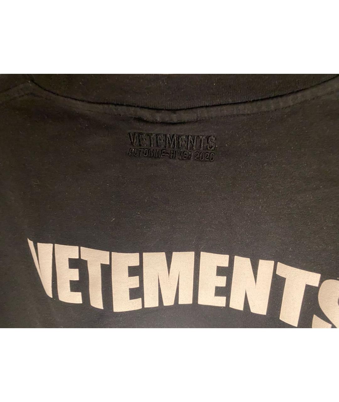 VETEMENTS Черная хлопковая футболка, фото 3