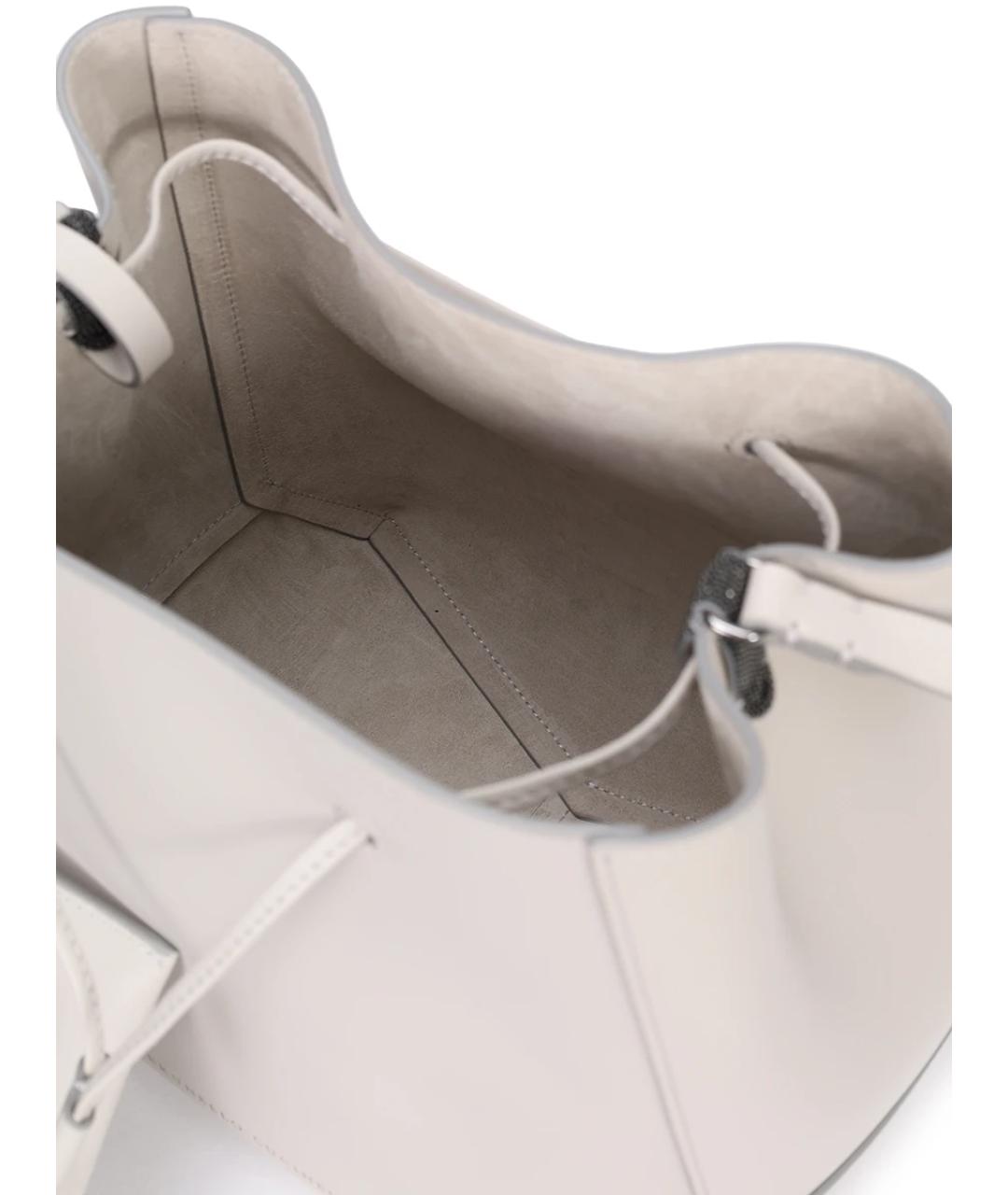 BRUNELLO CUCINELLI Серая кожаная сумка через плечо, фото 2