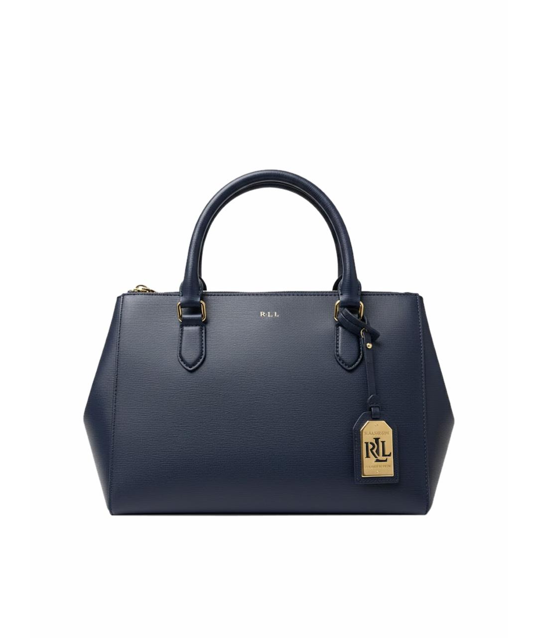 RALPH LAUREN Темно-синяя кожаная сумка тоут, фото 1