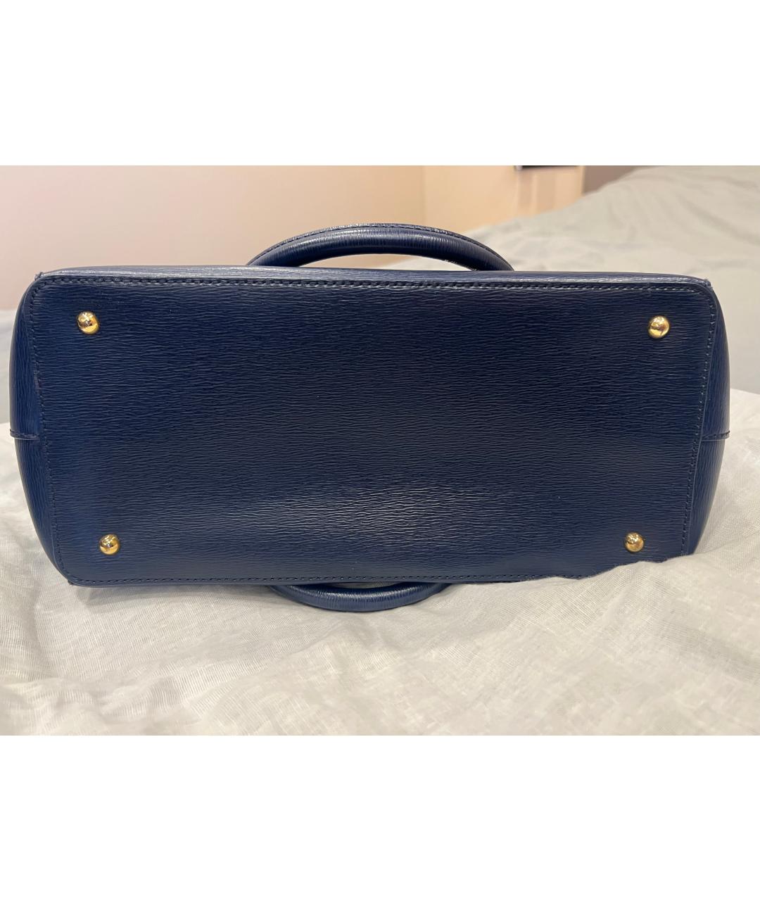 RALPH LAUREN Темно-синяя кожаная сумка тоут, фото 7