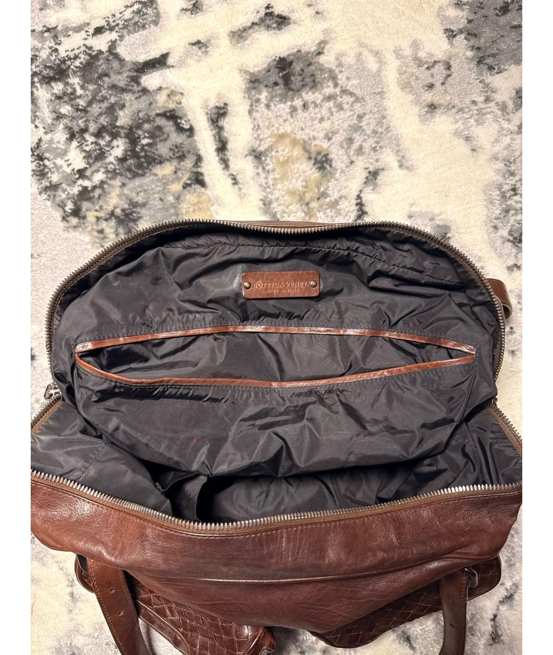 BOTTEGA VENETA Коричневая кожаная дорожная/спортивная сумка, фото 6