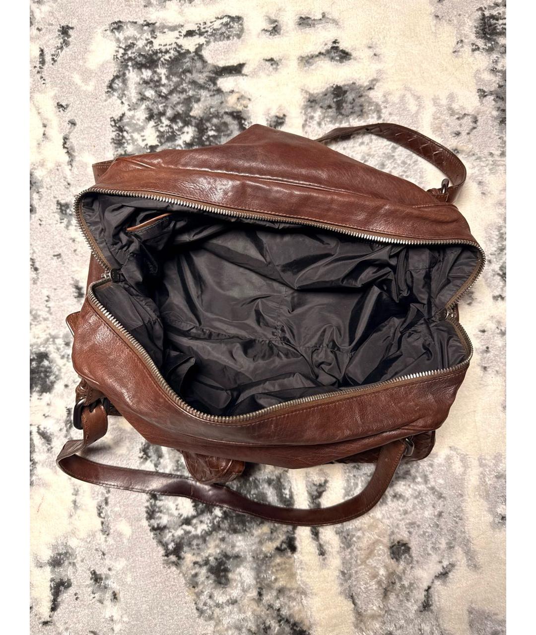 BOTTEGA VENETA Коричневая кожаная дорожная/спортивная сумка, фото 4