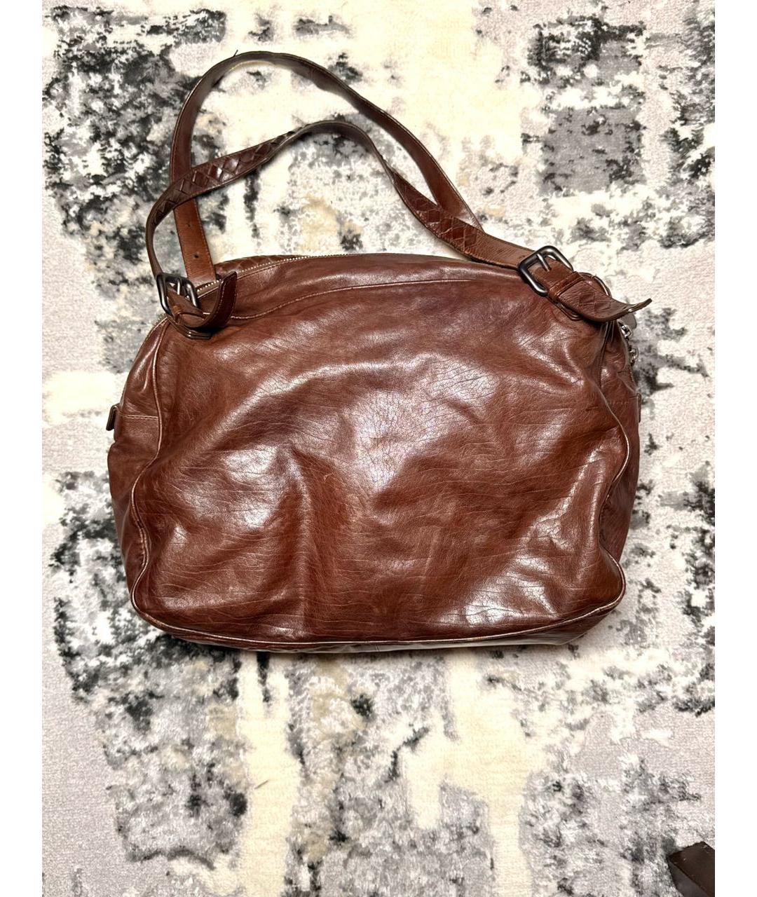 BOTTEGA VENETA Коричневая кожаная дорожная/спортивная сумка, фото 5