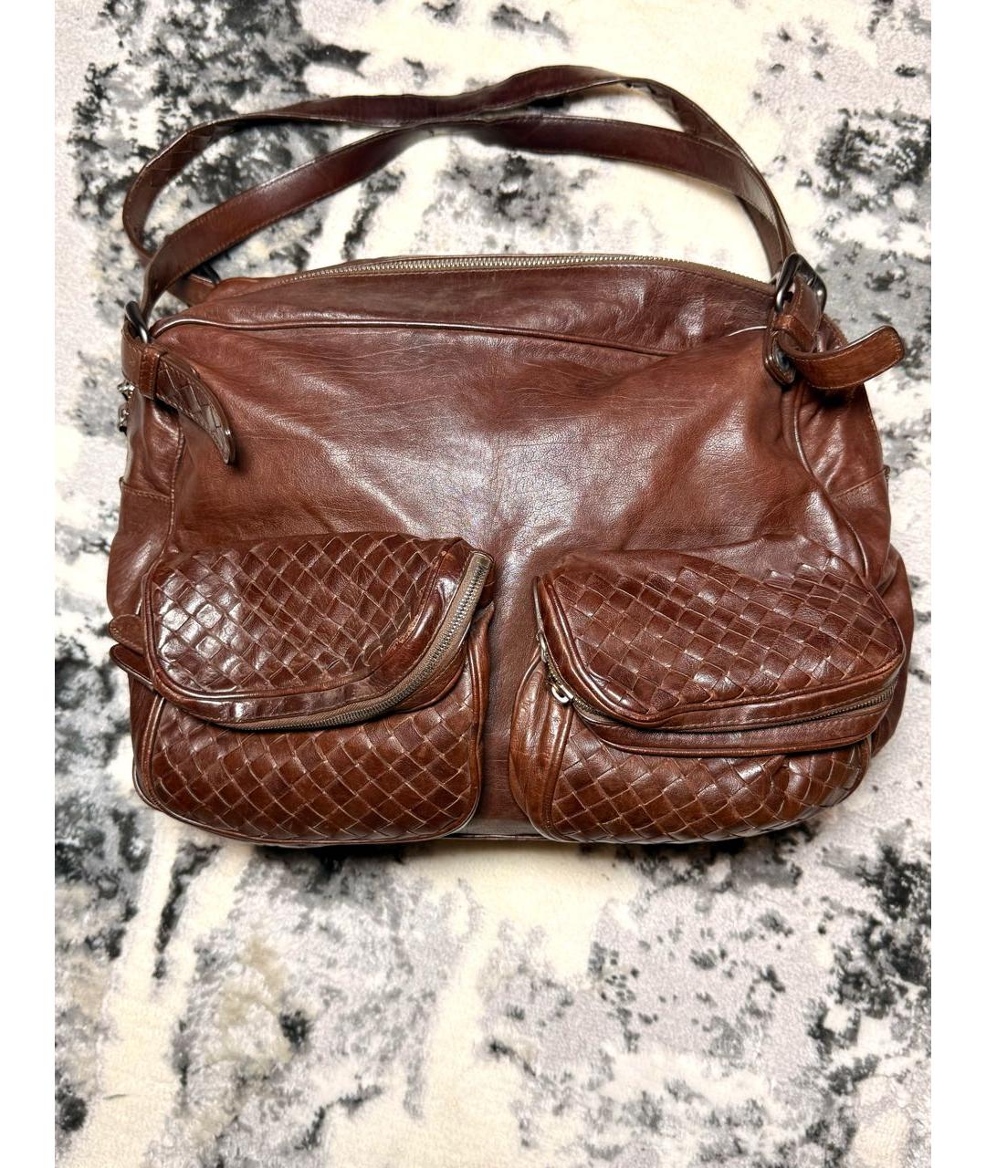 BOTTEGA VENETA Коричневая кожаная дорожная/спортивная сумка, фото 9