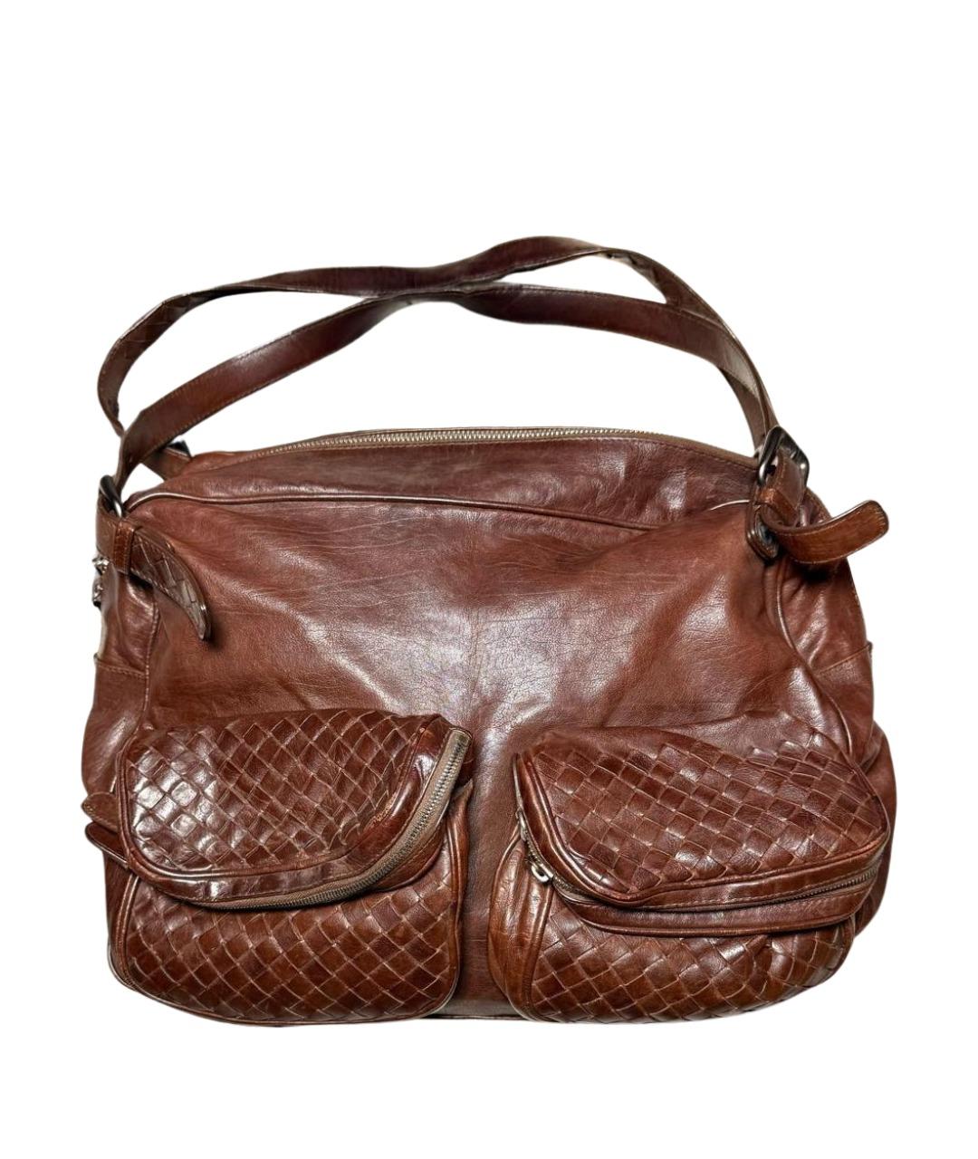 BOTTEGA VENETA Коричневая кожаная дорожная/спортивная сумка, фото 1