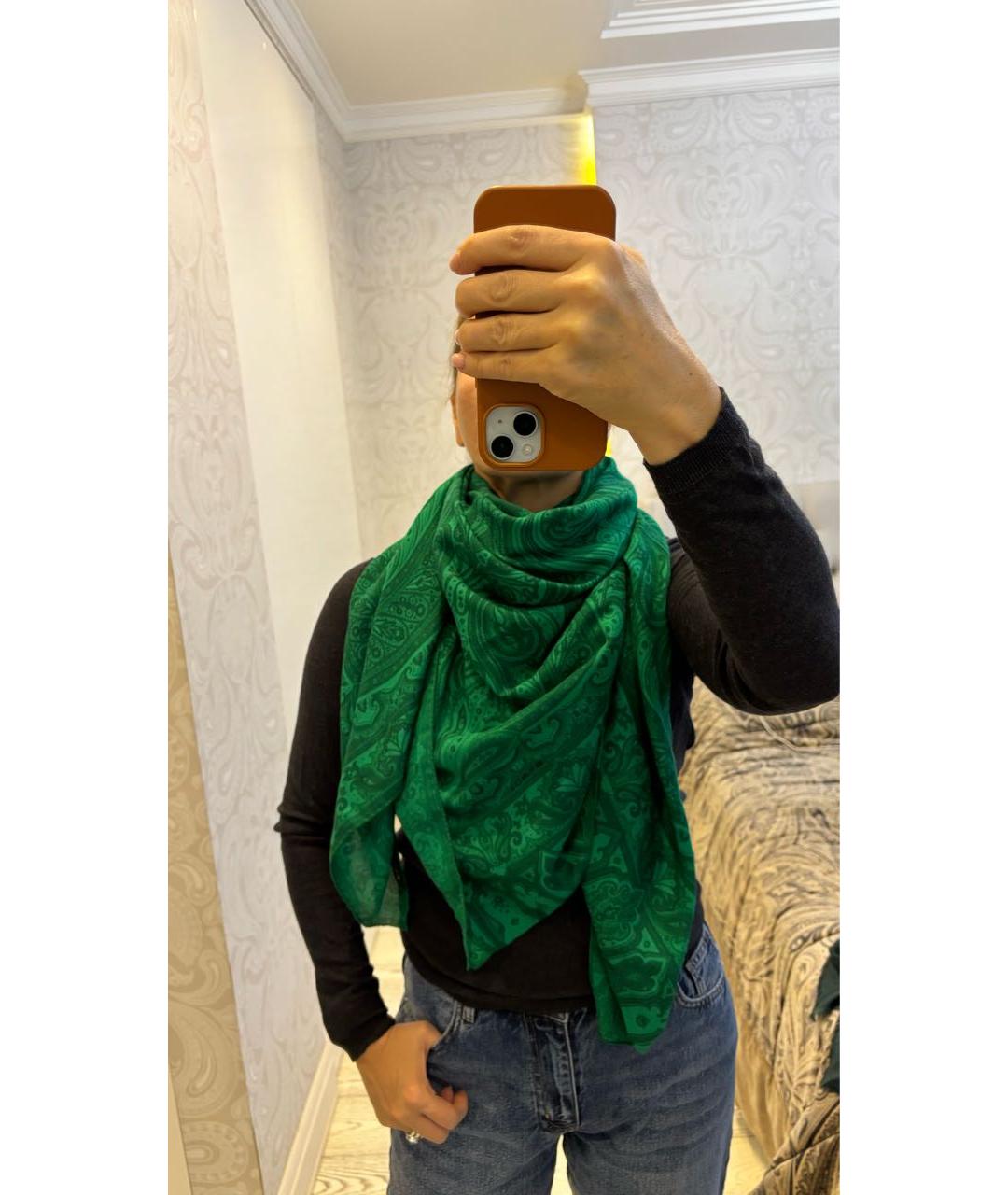 ETRO Зеленый шерстяной платок, фото 3