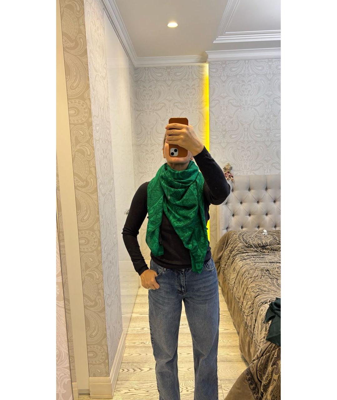 ETRO Зеленый шерстяной платок, фото 4