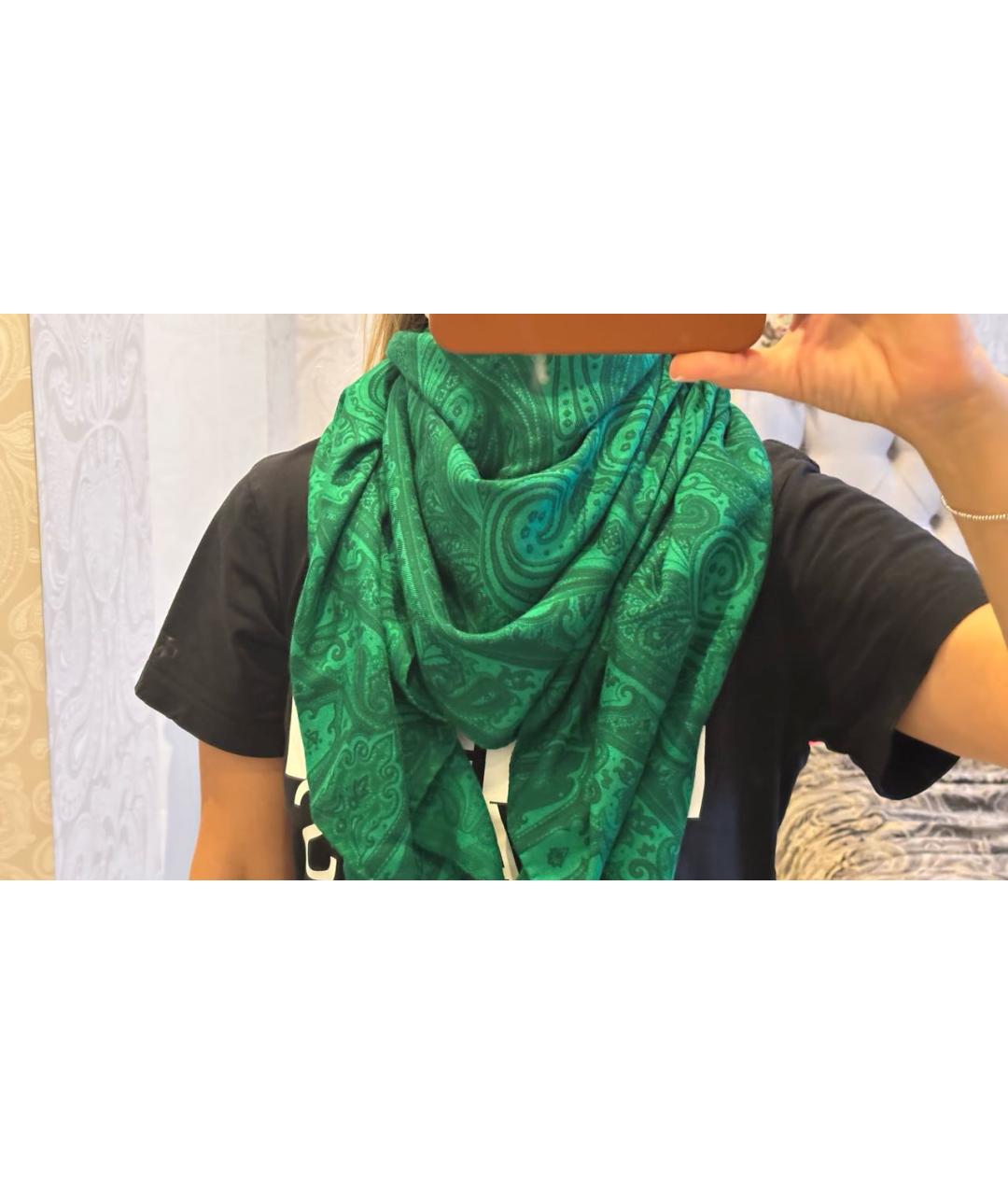 ETRO Зеленый шерстяной платок, фото 2