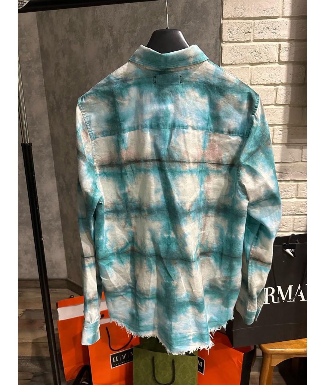 AMIRI Бирюзовая хлопковая кэжуал рубашка, фото 3