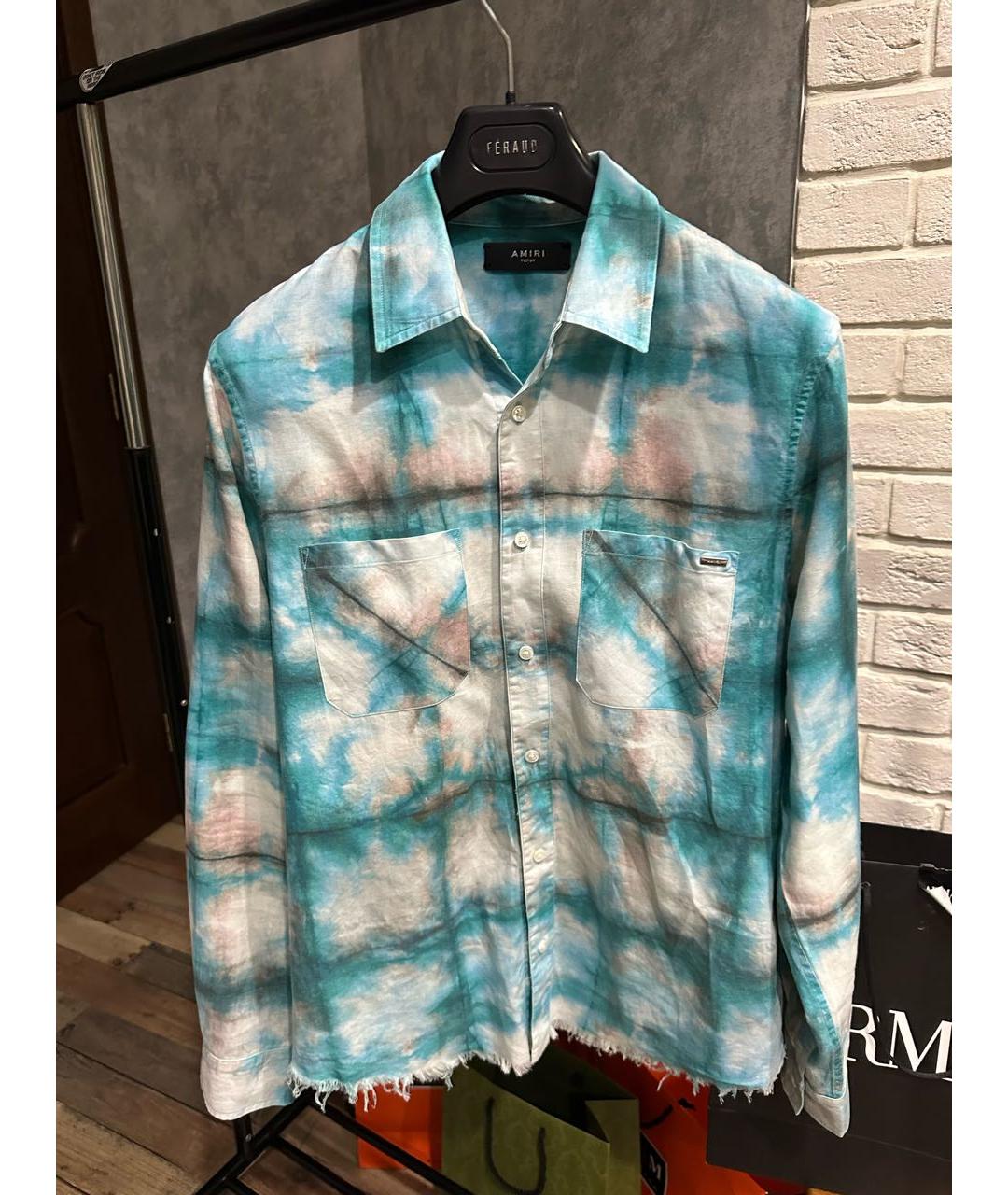 AMIRI Бирюзовая хлопковая кэжуал рубашка, фото 2