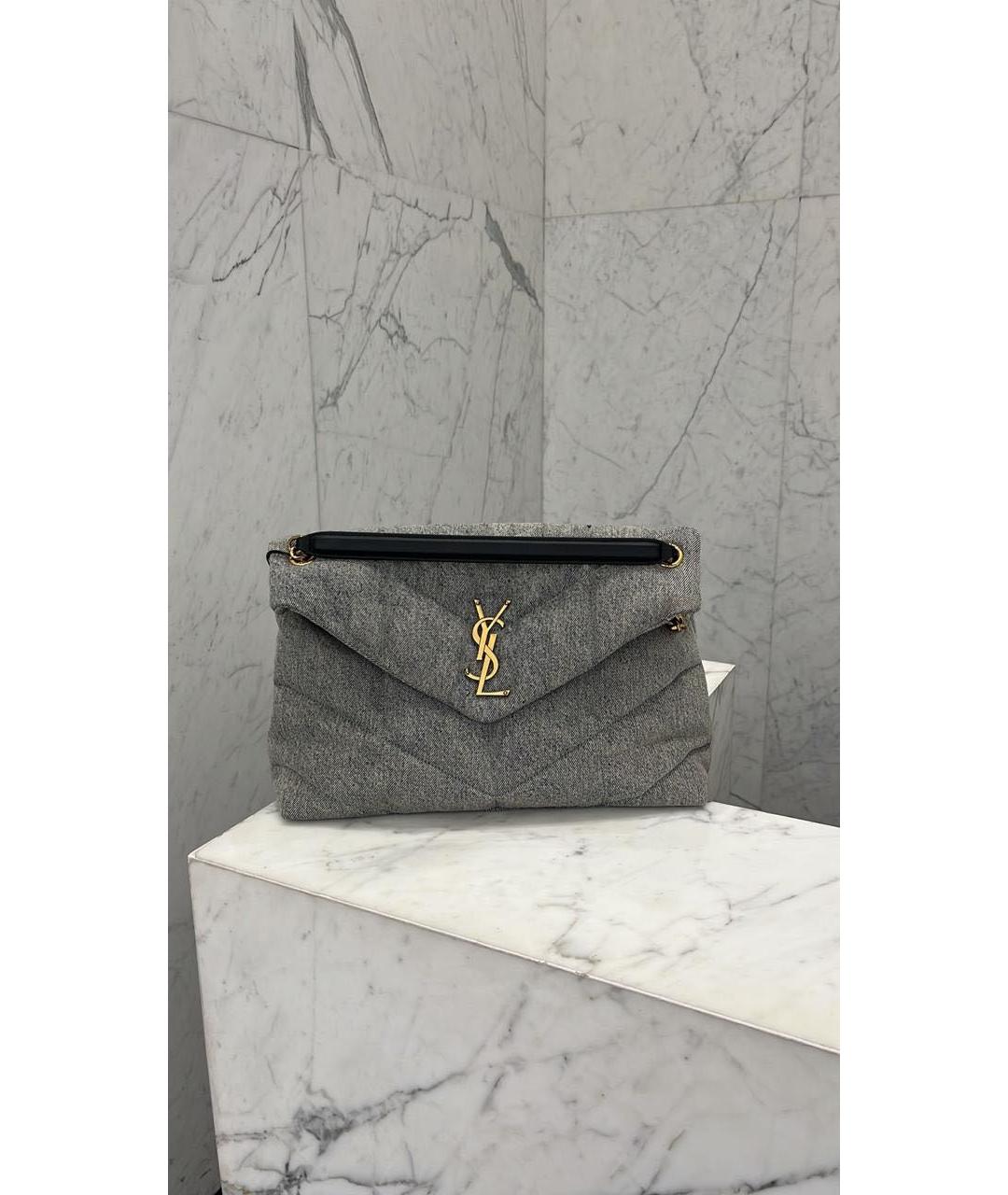 SAINT LAURENT Серая сумка с короткими ручками, фото 9