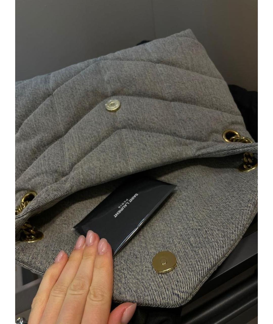 SAINT LAURENT Серая сумка с короткими ручками, фото 7