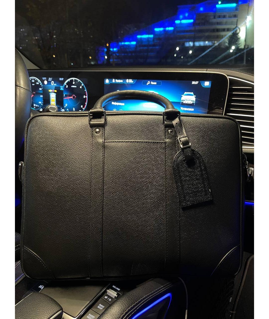 LOUIS VUITTON Черный кожаный портфель, фото 6