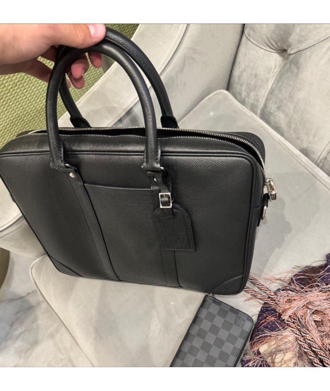 LOUIS VUITTON Черный кожаный портфель, фото 2