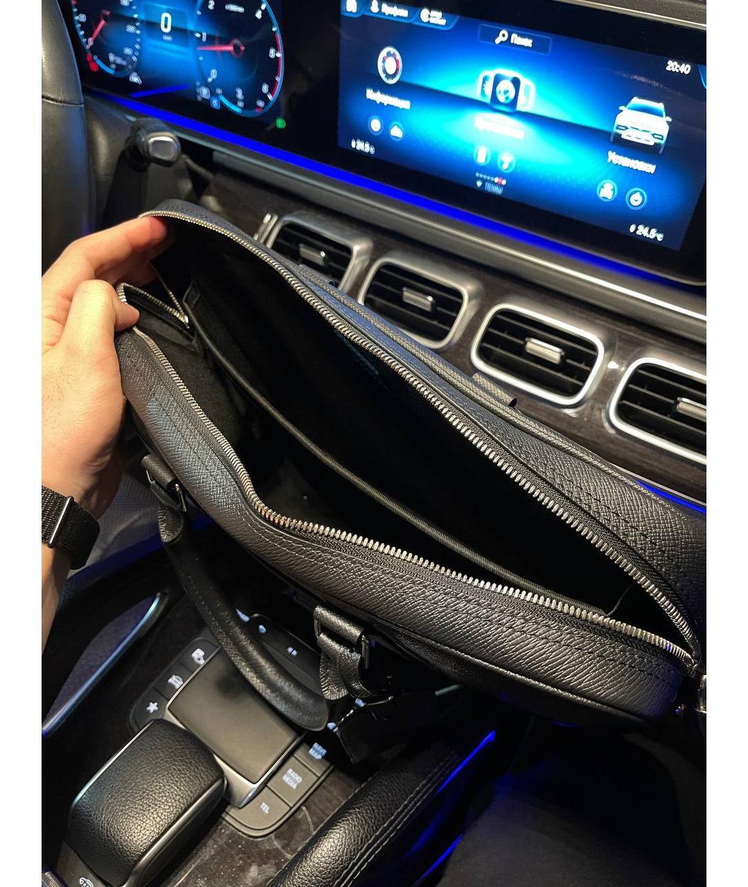 LOUIS VUITTON Черный кожаный портфель, фото 4