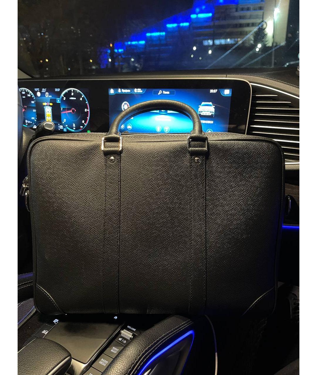 LOUIS VUITTON Черный кожаный портфель, фото 3