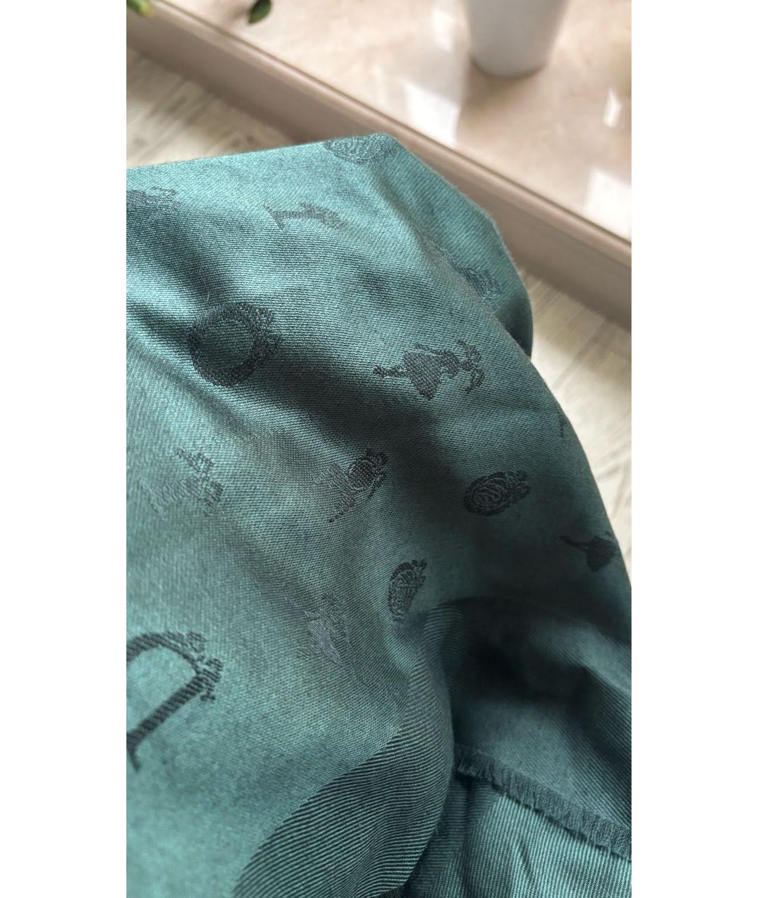 CHRISTIAN DIOR Зеленый шерстяной платок, фото 3