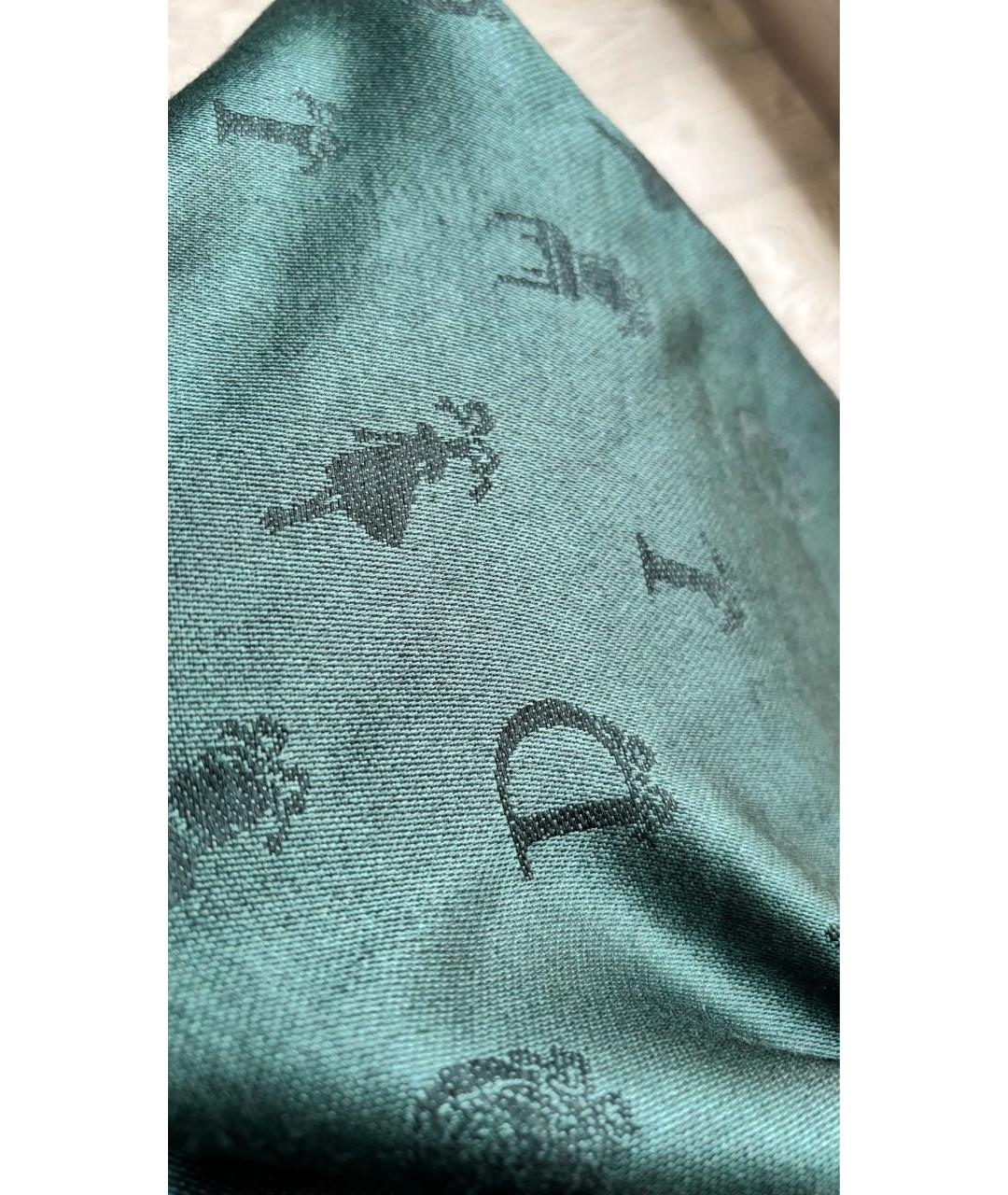 CHRISTIAN DIOR Зеленый шерстяной платок, фото 4