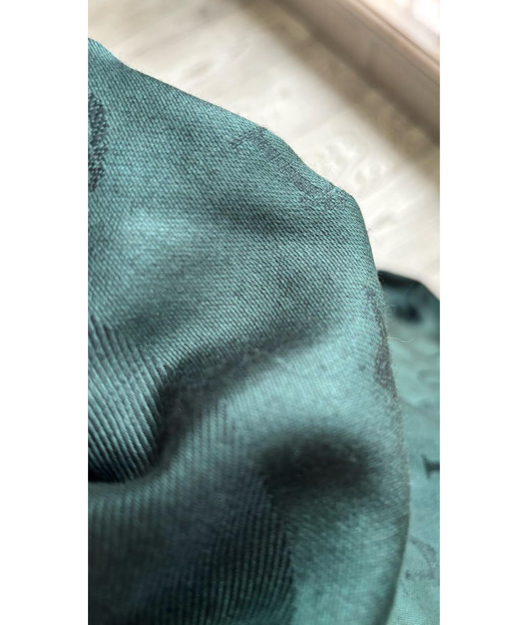 CHRISTIAN DIOR Зеленый шерстяной платок, фото 5