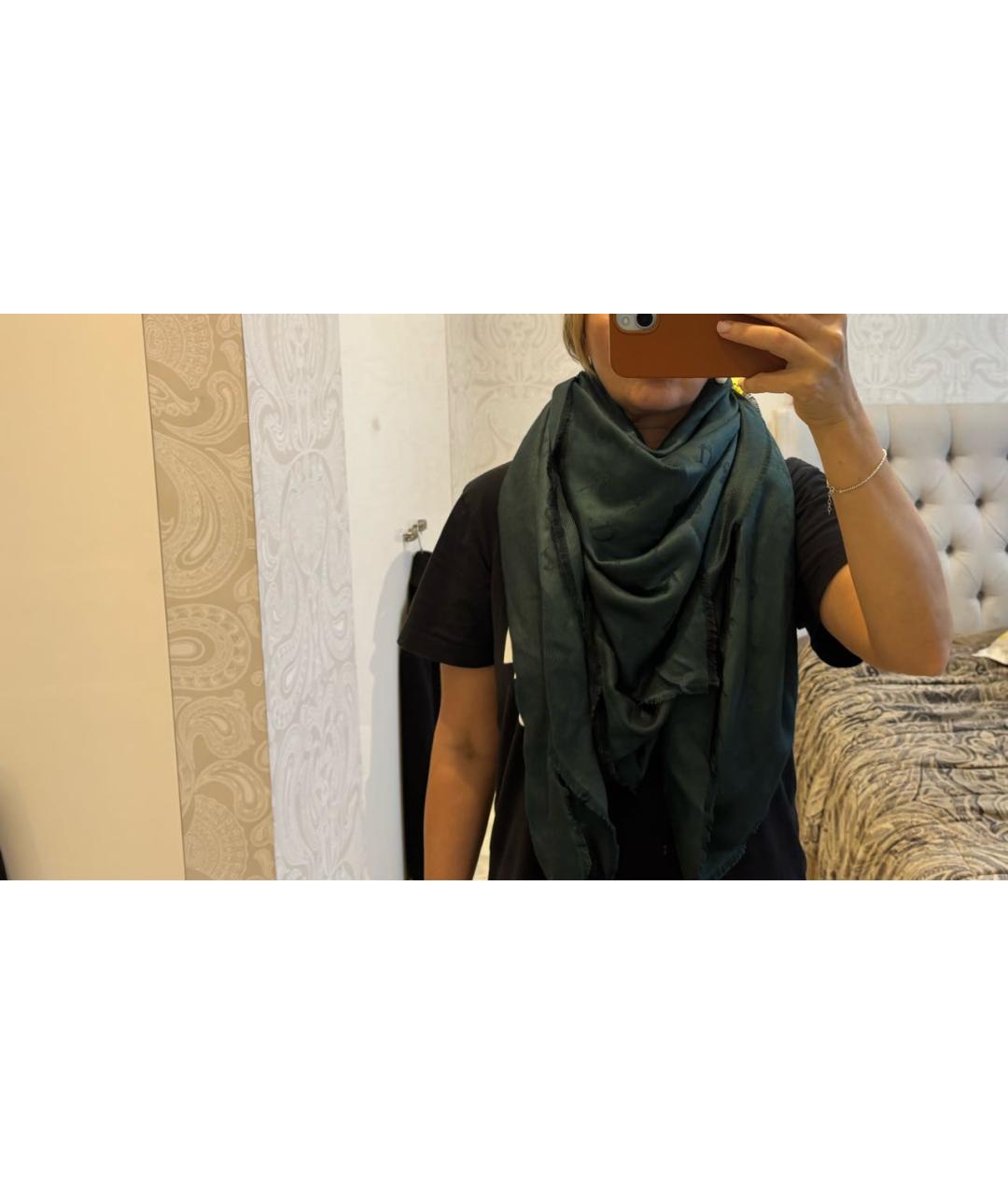 CHRISTIAN DIOR Зеленый шерстяной платок, фото 2