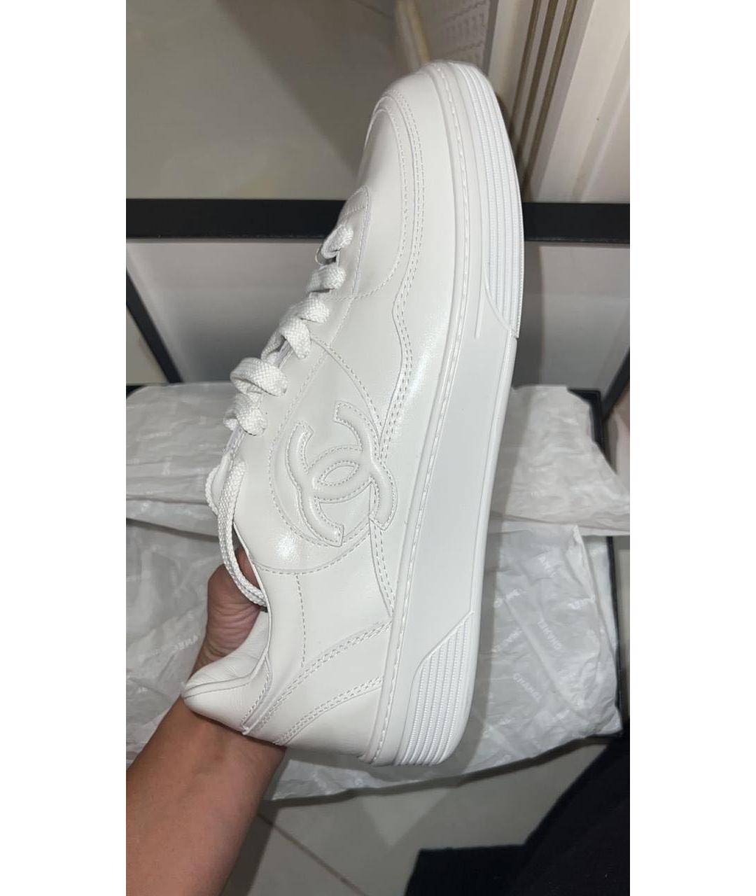 CHANEL Белые кожаные кеды, фото 6