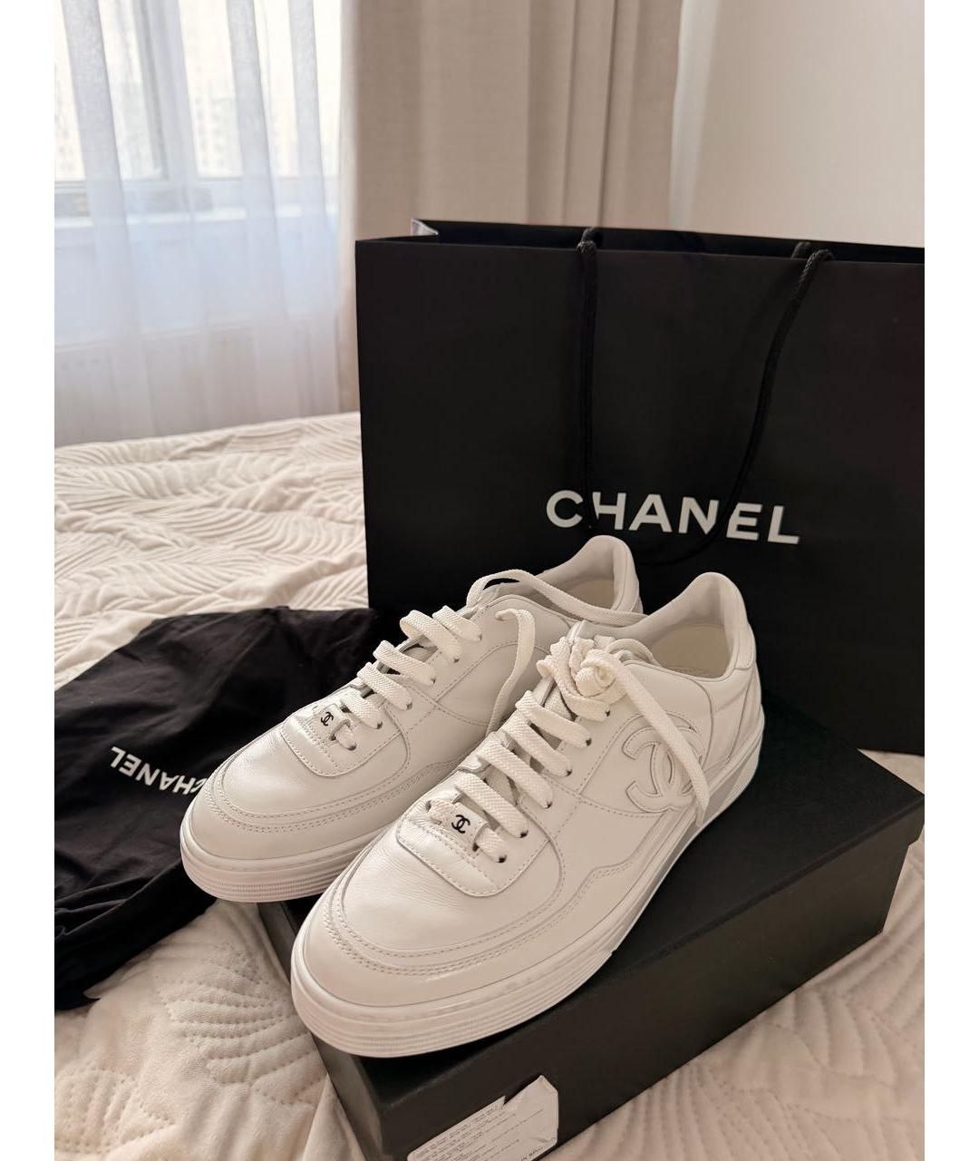 CHANEL Белые кожаные кеды, фото 7