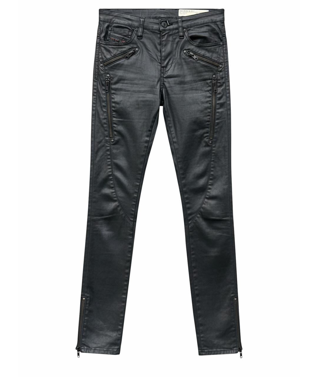 DIESEL Черные хлопковые брюки узкие, фото 1