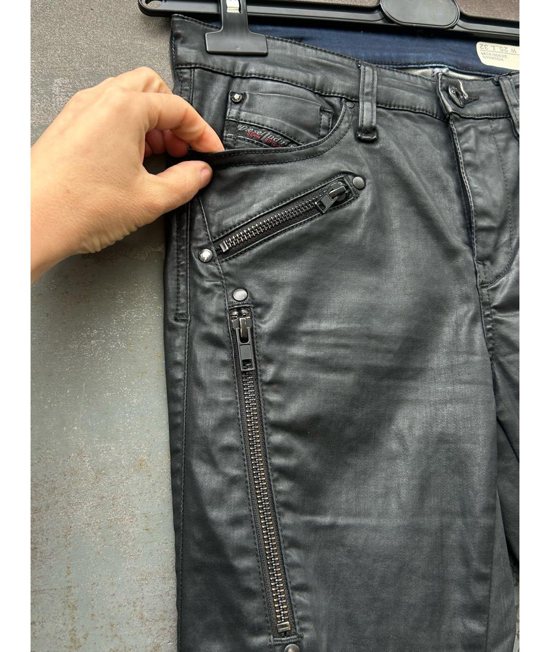 DIESEL Черные хлопковые брюки узкие, фото 7