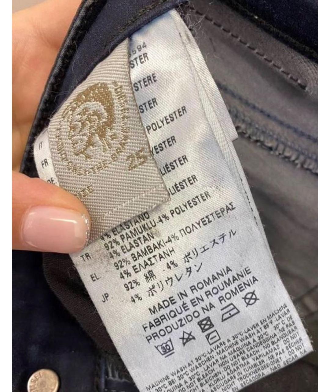 DIESEL Черные хлопковые брюки узкие, фото 8