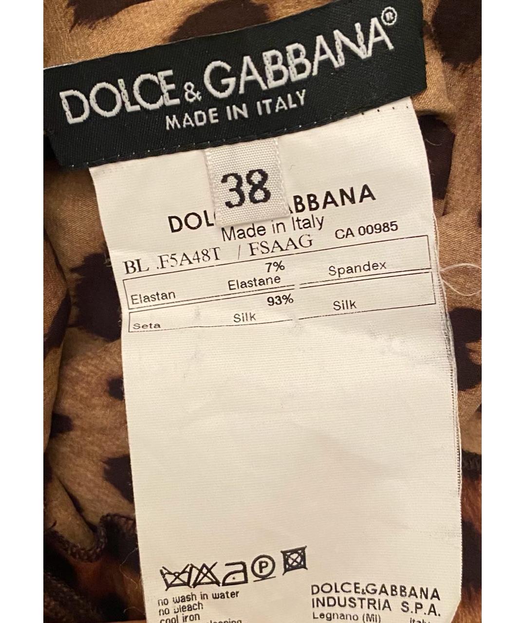 DOLCE&GABBANA Коричневая шелковая майка, фото 5